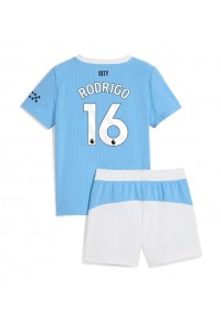 Manchester City Rodri Hernandez #16 Jalkapallovaatteet Lasten Kotipeliasu 2025-26 Lyhythihainen (+ Lyhyet housut)